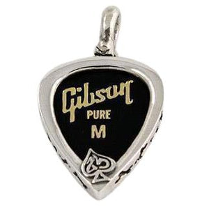 Sterling Silver Skull Guitar Pick Holder Pendant Necklace