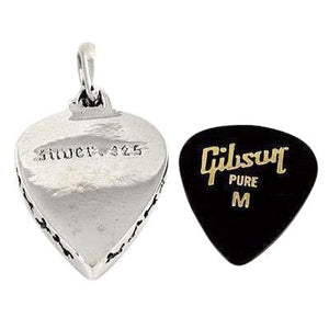 Sterling Silver Skull Guitar Pick Holder Pendant Necklace