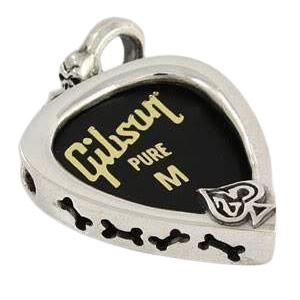 Sterling Silver Skull Guitar Pick Holder Pendant Necklace