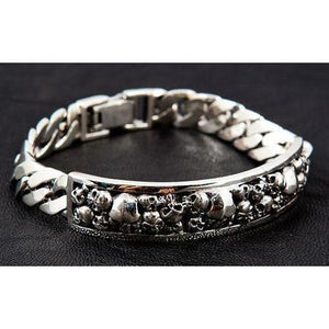 Sterling Silber Herren Totenkopf ID Armband