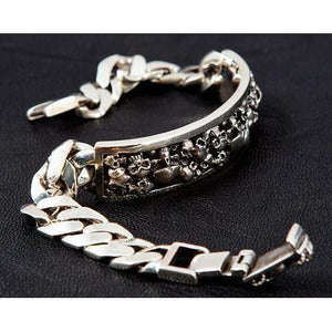 Sterling Silber Herren Totenkopf ID Armband