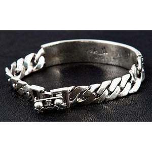 Sterling Silber Herren Totenkopf ID Armband