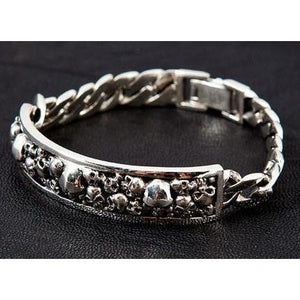 Sterling Silber Herren Totenkopf ID Armband