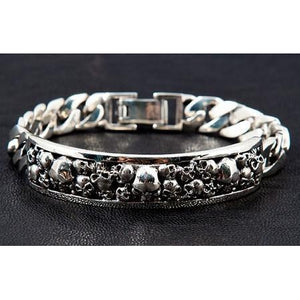 Sterling Silber Herren Totenkopf ID Armband
