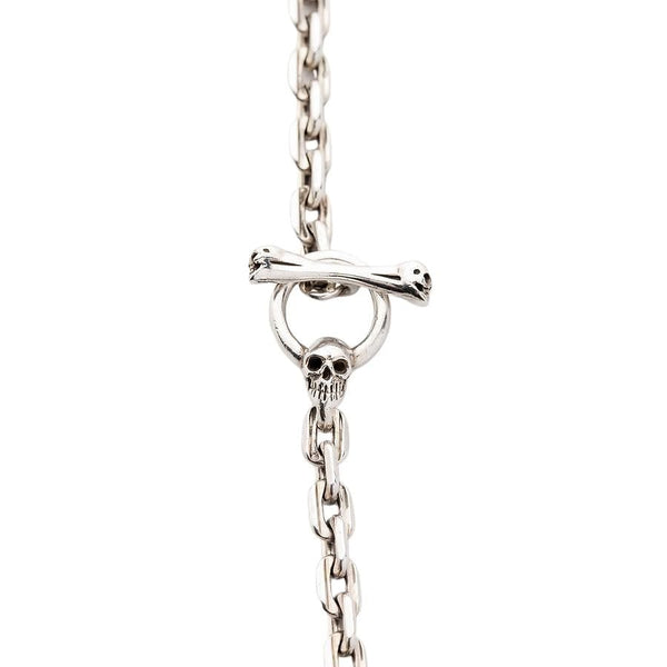 Skull T-Bar Sterling Silver Chain Necklace