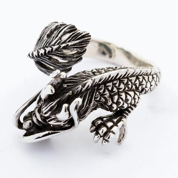 Small Silver Dragon Ring