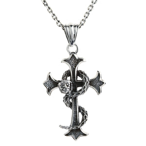Gothic-Kreuz-Anhänger aus Sterlingsilber mit Schlangen