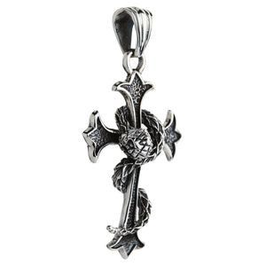 Gothic-Kreuz-Anhänger aus Sterlingsilber mit Schlangen