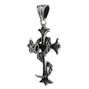 Gothic-Kreuz-Anhänger aus Sterlingsilber mit Schlangen