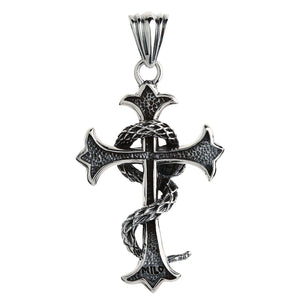 Gothic-Kreuz-Anhänger aus Sterlingsilber mit Schlangen