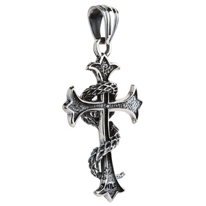 Gothic-Kreuz-Anhänger aus Sterlingsilber mit Schlangen