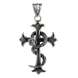 Gothic-Kreuz-Anhänger aus Sterlingsilber mit Schlangen
