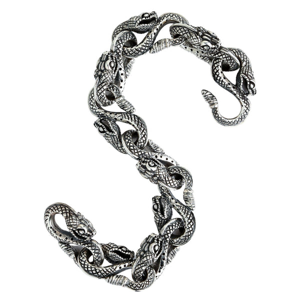 Bracciale in argento sterling con testa di serpente