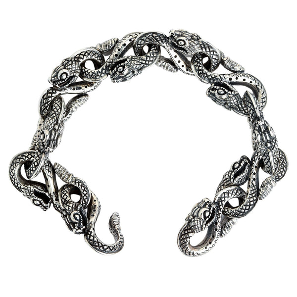 Bracciale in argento sterling con testa di serpente