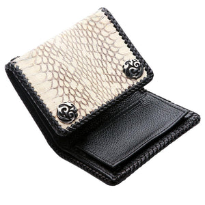 White Snake Leather Biker Wallet