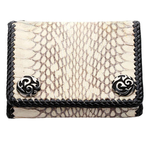 White Snake Leather Biker Wallet