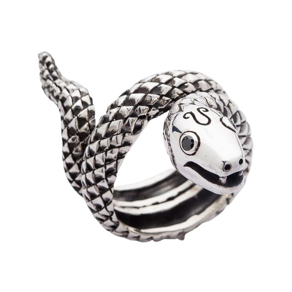 Серебряное кольцо со змеей