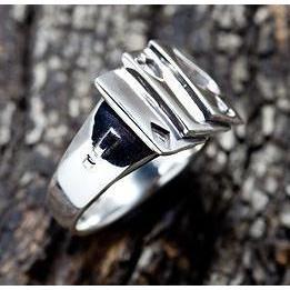 Spade Card Sterling Silver Mens Rings