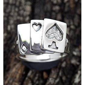 Spade Card Sterling Silver Mens Rings