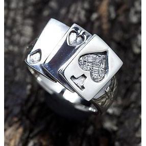 Spade Card Sterling Silver Mens Rings