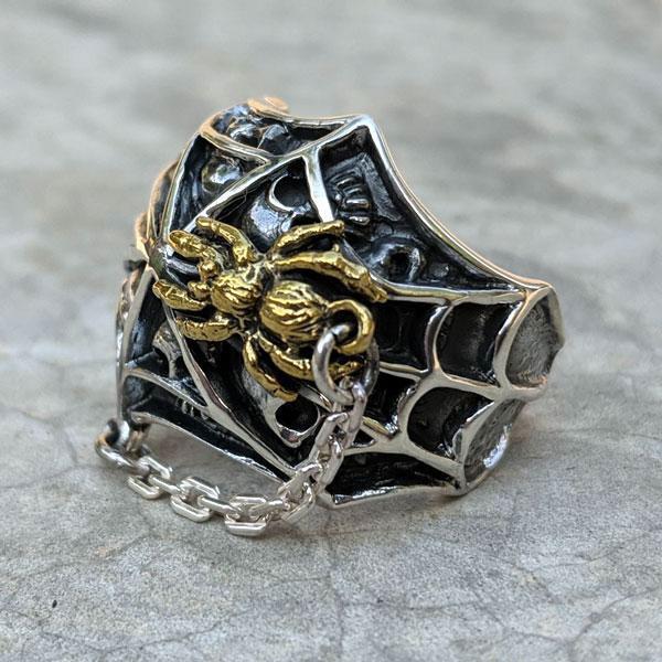 Серебряное кольцо с пауком из желтого золота из стерлингового серебра
