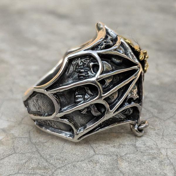 Серебряное кольцо с пауком из желтого золота из стерлингового серебра