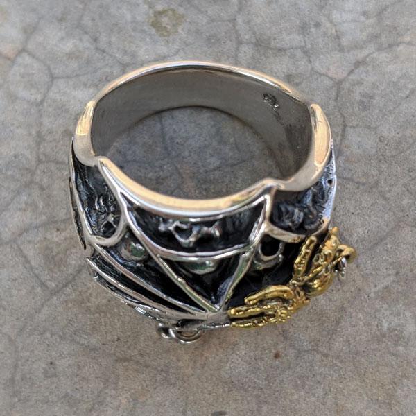 Sterling Silver Yellow Gold Spider Ring