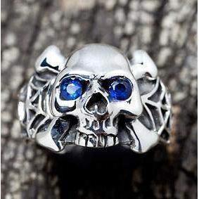 Серебряное кольцо с черепом паука