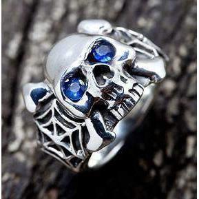 Spider Silver Skull Ring