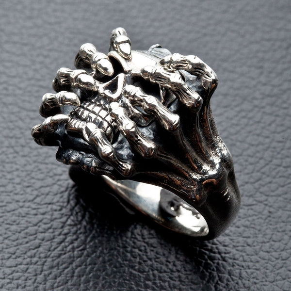 Sterling Silver Spider Skull Ring