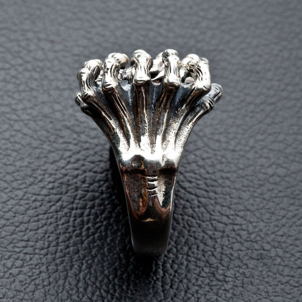 925 Sterling Silver Hand Engraved Open Cross Ring [6mm width] Hawaiian