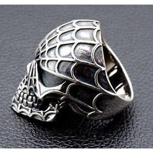 Silver Spider Skull Spiderman Ring