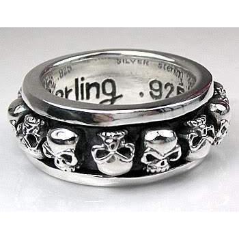 Silver Herr Skull Spinner Ring
