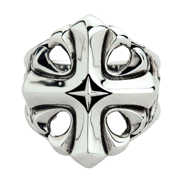 Серебряное кольцо со звездой-крестом