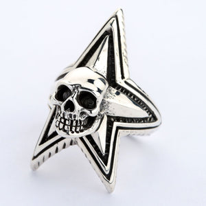 Sterling Silver Star Skull Rings
