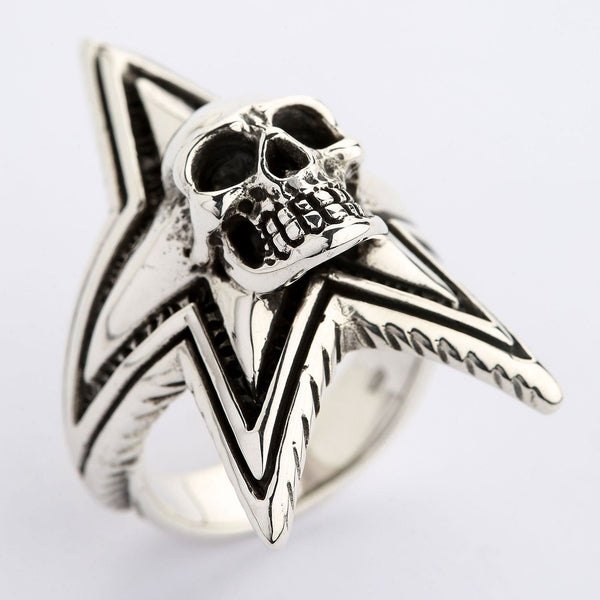 Sterling Silver Star Skull Rings