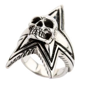 Sterling Silver Star Skull Rings
