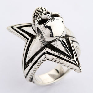 Sterling Silver Star Skull Rings