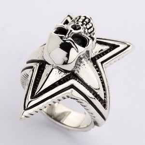 Sterling Silver Star Skull Rings