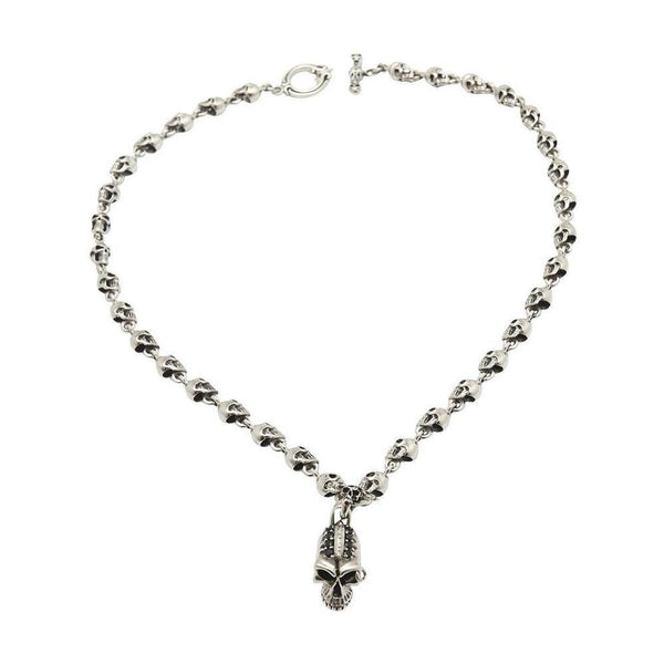 YFN Collana con Teschio Gotico in Argento Sterling con Rosa e Cristallo, Gioielli per Uomo e Donna, Regalo di Halloween, Argento sterling, Nessuna pietra preziosa YFN Collana con Teschio Gotico in Argento Sterling con Rosa e Cristallo, Gioielli per Uomo e Donna, Regalo di Halloween, Argento sterling, Nessuna pietra preziosa