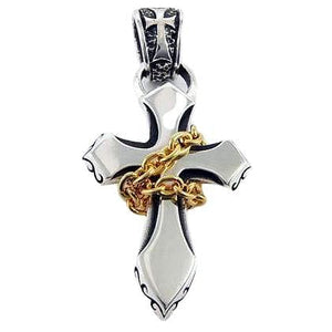collar con colgante de cruz de plata de ley