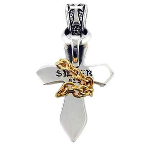 collar con colgante de cruz de plata de ley