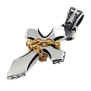collar con colgante de cruz de plata de ley