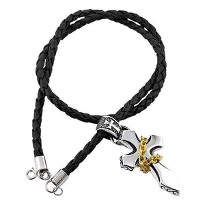 collar con colgante de cruz de plata de ley