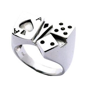 Würfel-Glücksring aus Sterlingsilber