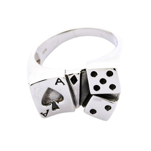 Würfel-Glücksring aus Sterlingsilber