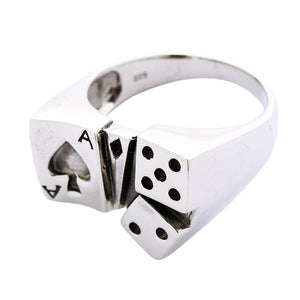 Würfel-Glücksring aus Sterlingsilber