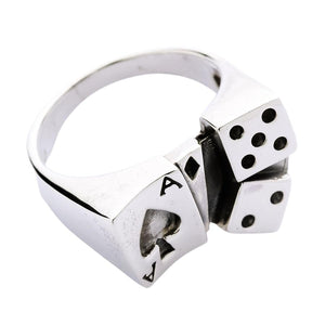 Würfel-Glücksring aus Sterlingsilber