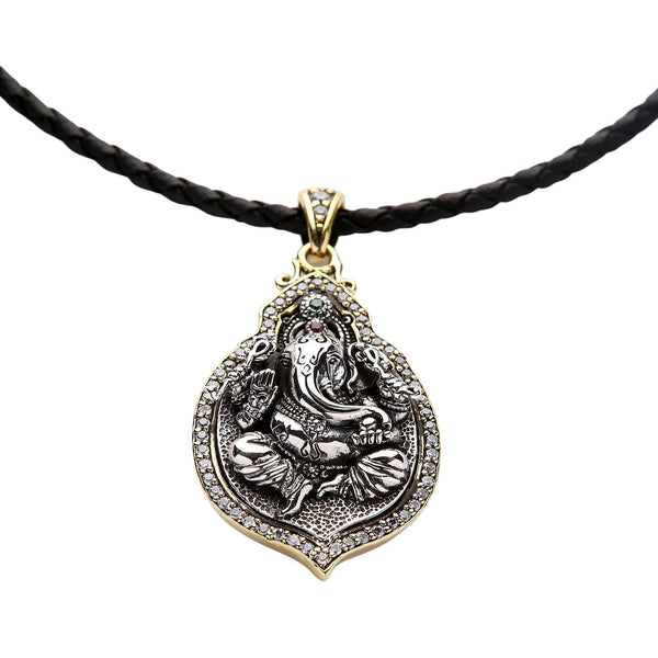 Collana con ciondolo Ganesh in argento sterling