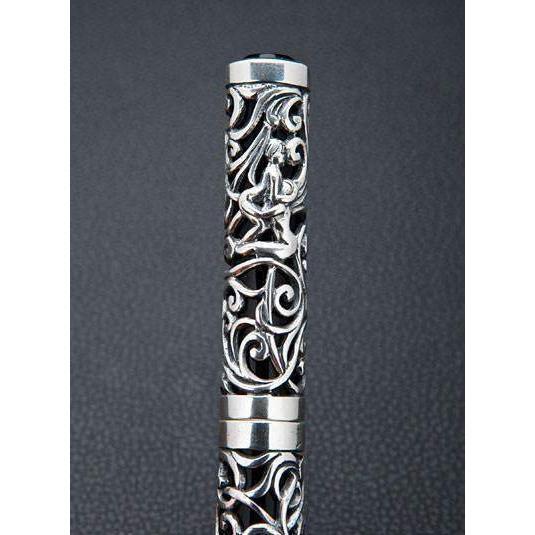 Penna in argento sterling intagliato erotico